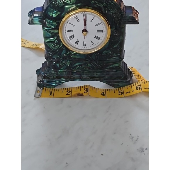 Handmade Resin Desk Clock Green Velvet Look 6 Inch. Decoration Gift 728 - Picture 4 of 6
